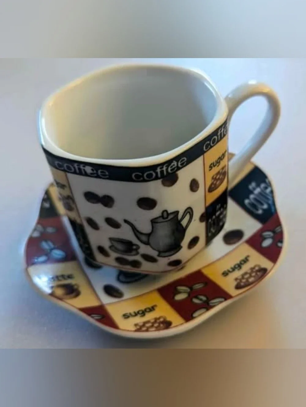Espresso Latte Demitasse Coffee Cup & Saucer. Cup 2.5